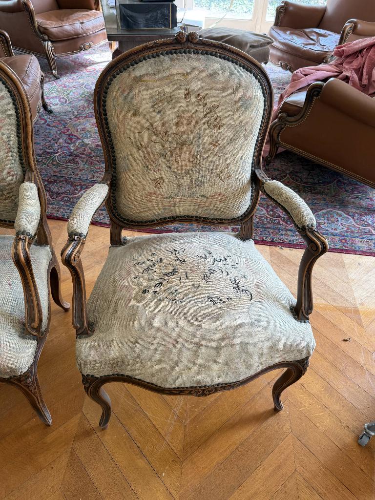 Paar bergères in Louis XV-stijl - gesneden hout, Ophalen