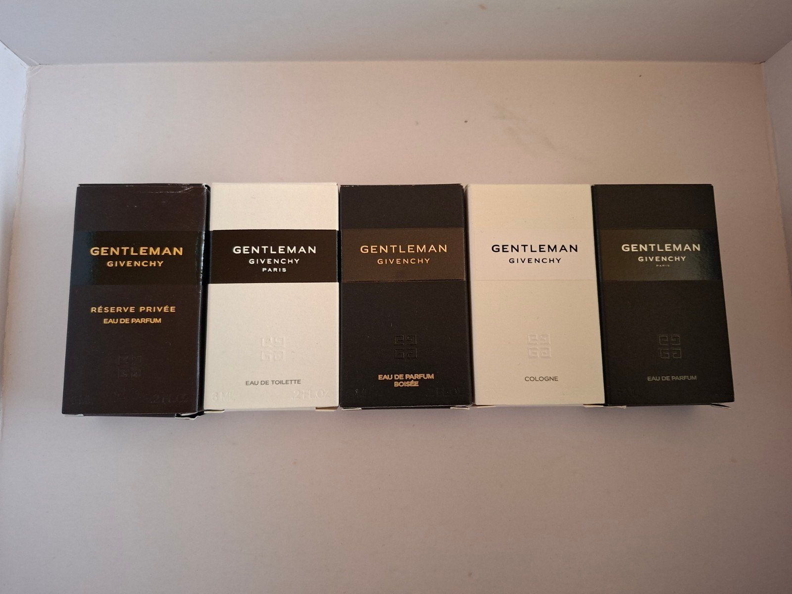 5 verschillende Givenchy Gentleman miniaturen, Verzamelen, Ophalen of Verzenden, Nieuw, Miniatuur, Gevuld