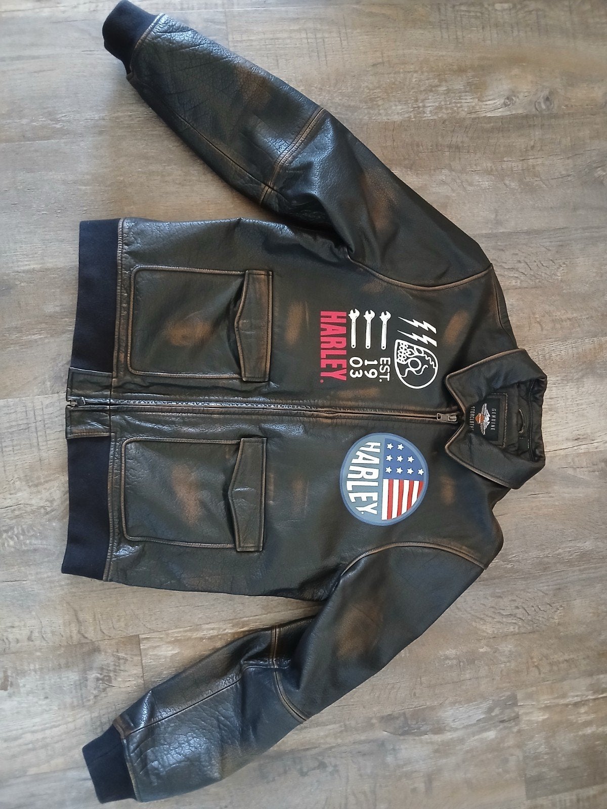 Harley lederen jacket, Ophalen of Verzenden