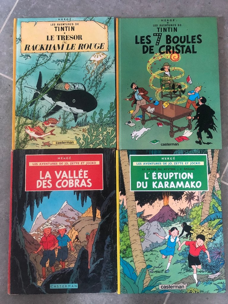 4 BD Tintin Jo et Zette de Hergé, Plusieurs BD, Enlèvement, Utilisé, Hergé