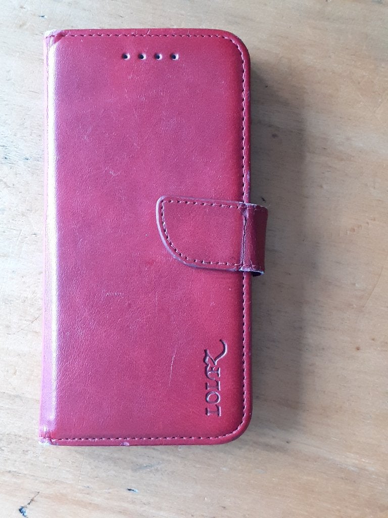 Rood leren hoesje iPhone 8, Gebruikt, Overige merken, Magnetische sluiting, Rood