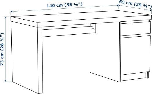 ikea Malm bureau eiken fineer 140 x 65 cm, Huis en Inrichting, Ophalen, Gebruikt, 65 cm, Demontabel