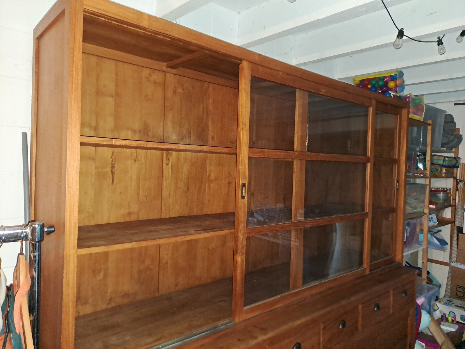 grote wandkast in teak, Ophalen, Gebruikt, 200 cm of meer, Teakhout
