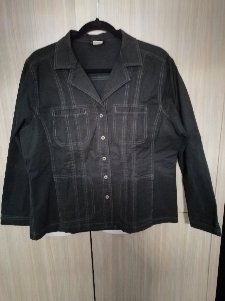 zwart katoenen jasje mt L, Kleding | Dames, Jasjes, Kostuums en Pakken, Zwart, Maat 42/44 (L), Ophalen of Verzenden, Zo goed als nieuw