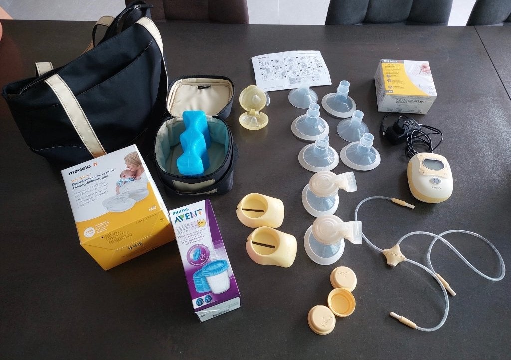 Medela set dubbele elektrische borstvoedingskolf in luxe tas, Ophalen, Medela, Borstkolf, Zo goed als nieuw