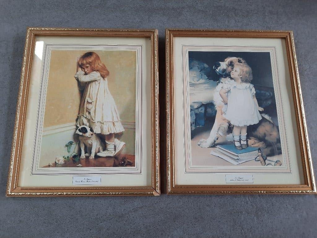 Ingelijste prent, set van 2, Ophalen, Gebruikt, Kind, Prent