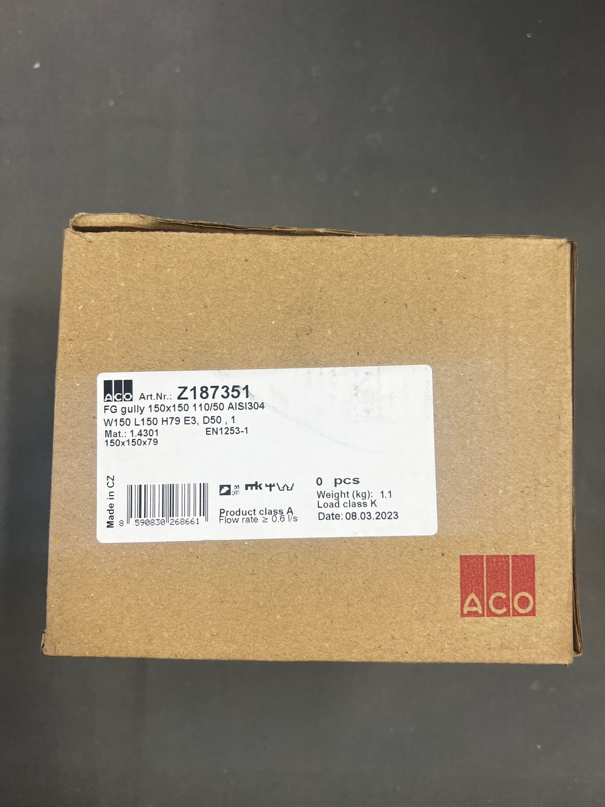 Nieuw ongebruikt afvoerputje ACO eco low, Enlèvement, Neuf, Inox, Évacuation
