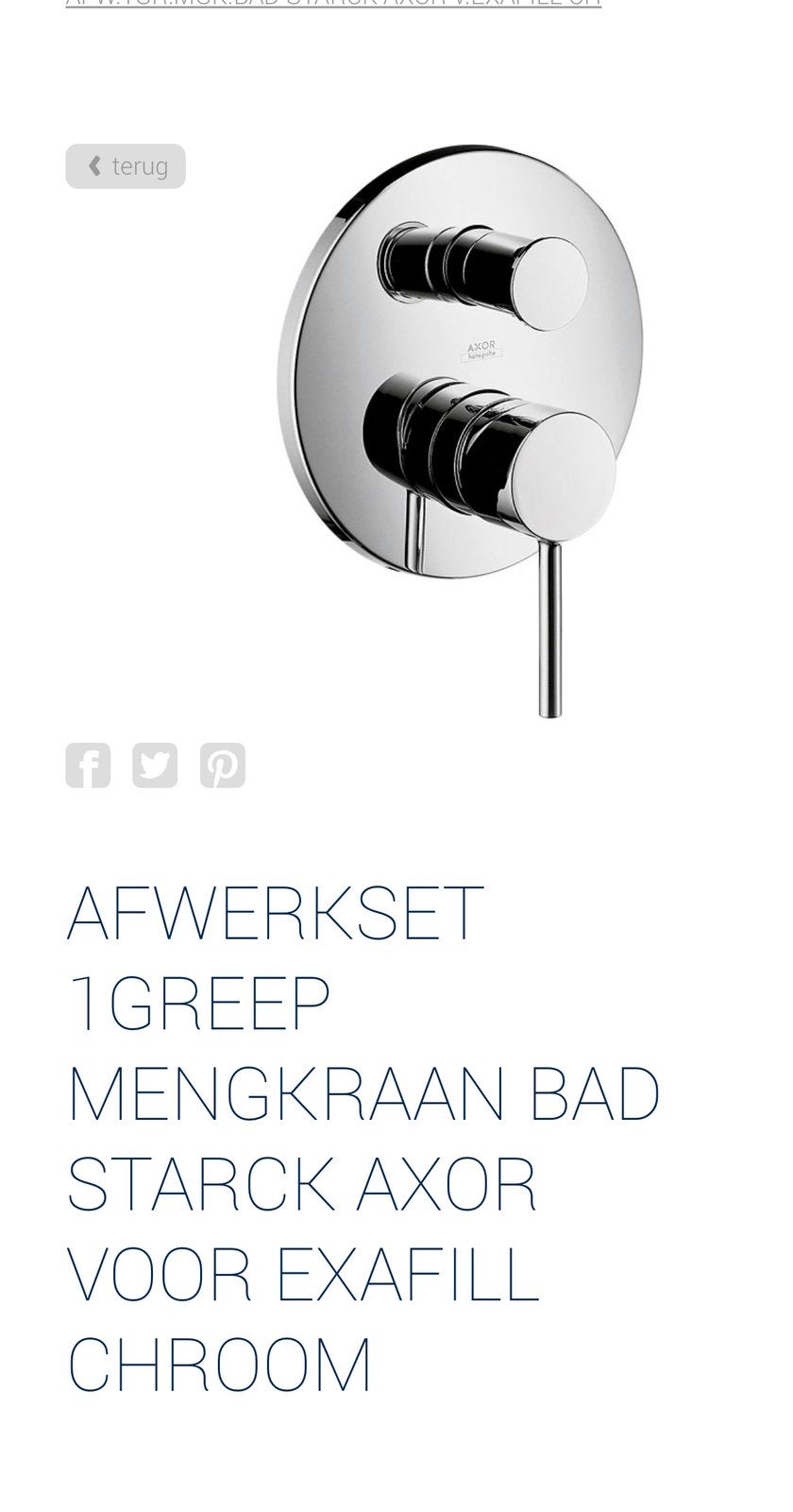 Hansgrohe Axor Starck afwerkset voor badkraan., Ophalen, Nieuw, Chroom, Bad
