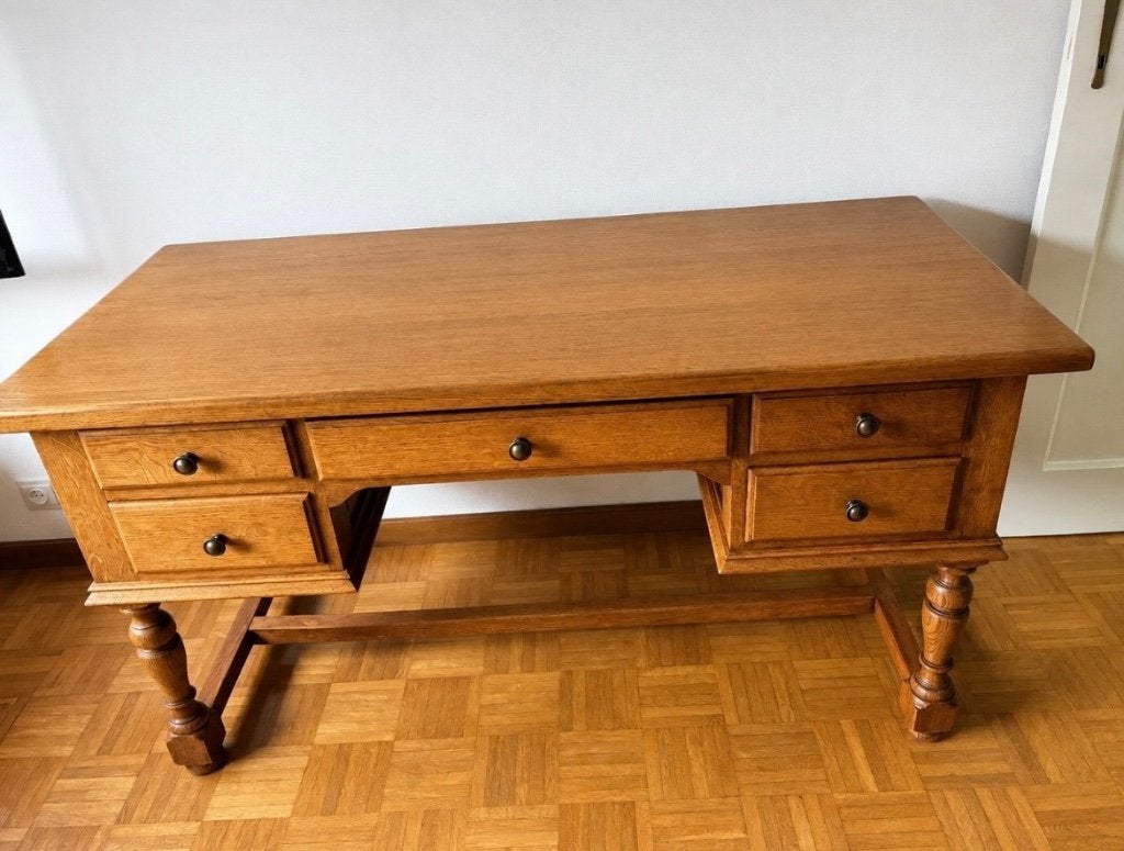 Beau bureau en chêne français massif de haute qualité, Enlèvement, Comme neuf