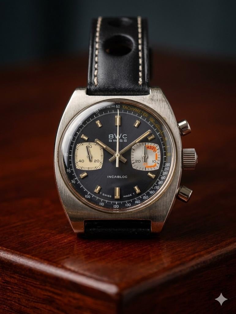 Magnifique chronographe suisse vintage BWC - Valjoux 7733, Enlèvement