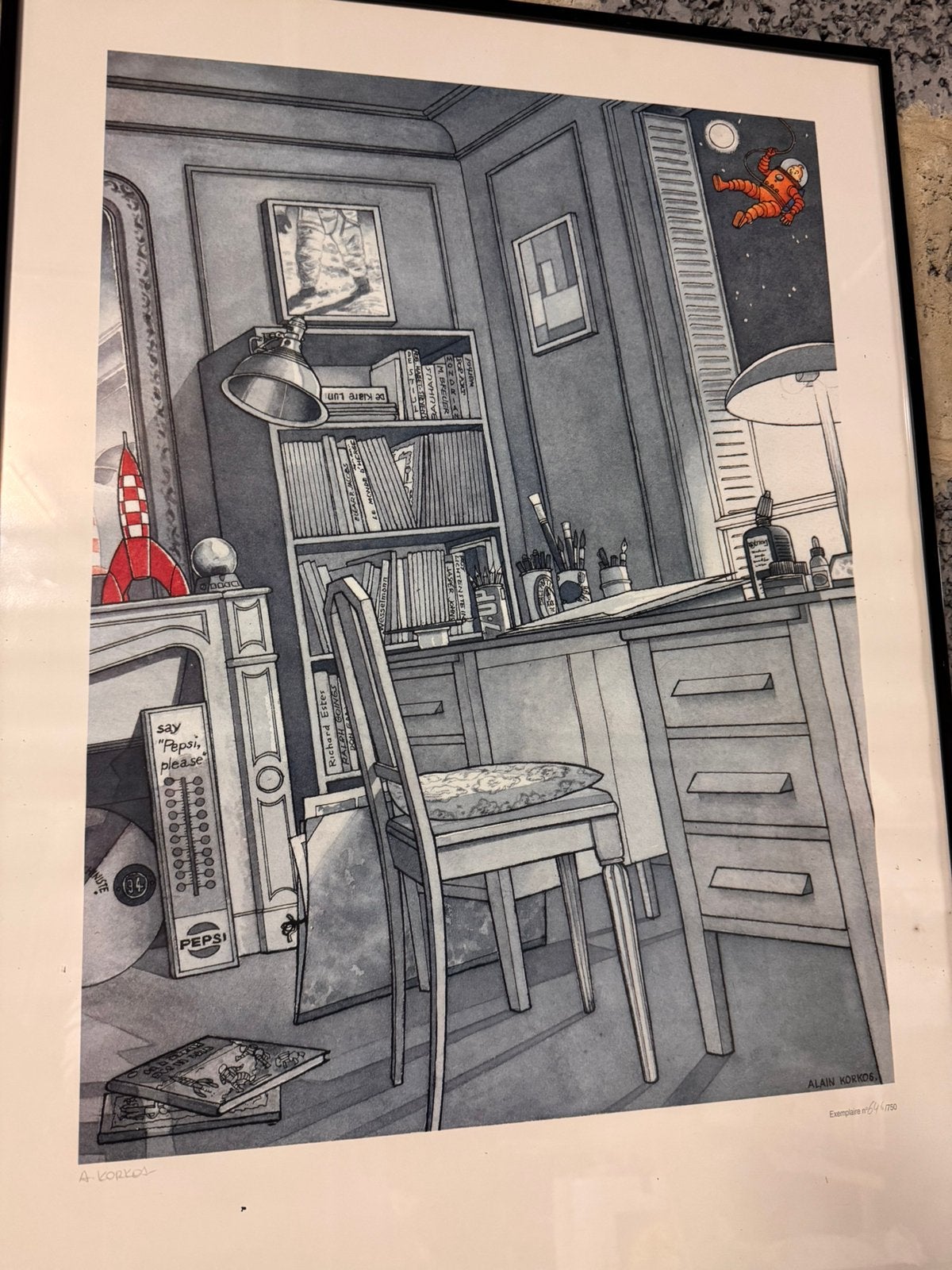Affiche Tintin Alain Korkos Édition limitée numérotée cadre, Enlèvement