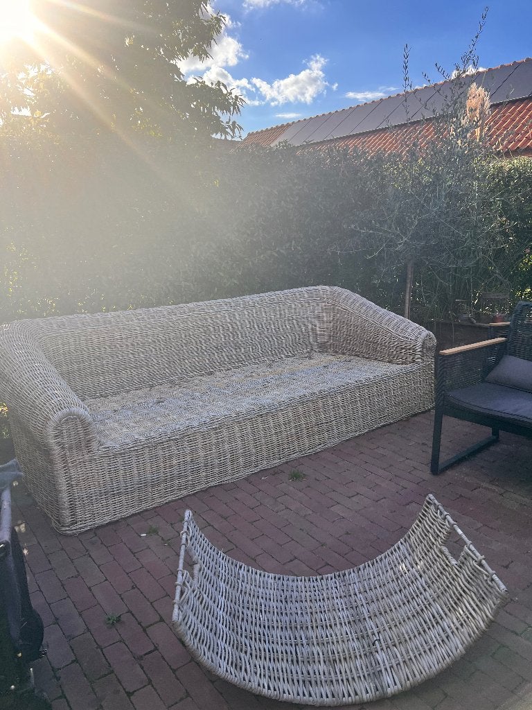Rieten slaapbank/ sofa, Ophalen, Gebruikt, 125 tot 150 cm, Rustiek