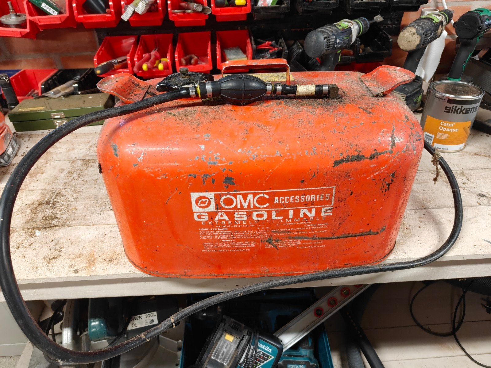 vintage benzinetank voor buitenboordmotor Johnson evinrude, Watersport en Boten, Ophalen of Verzenden, Zo goed als nieuw, Zeilboot of Motorboot