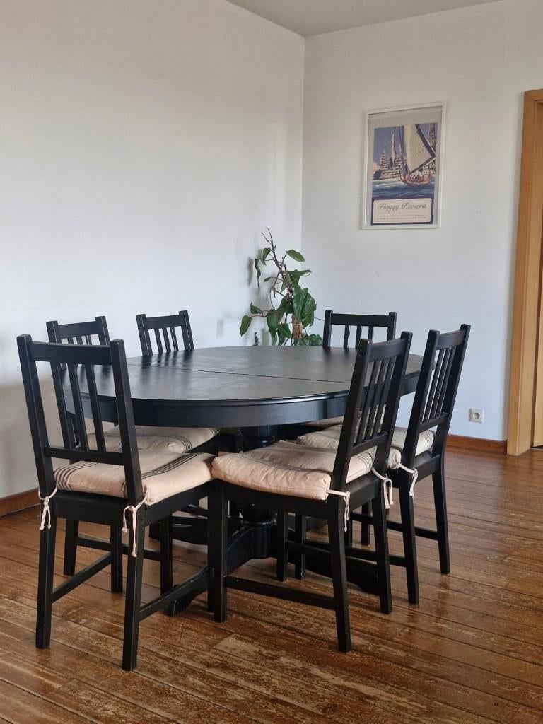 Table manger avec 6 chaises, 100 à 150 cm, Cinq personnes ou plus, Comme neuf, Enlèvement