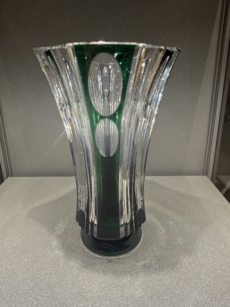 Val Saint Lambert smaragdgroene kristallen vaas, Antiek en Kunst, Ophalen of Verzenden