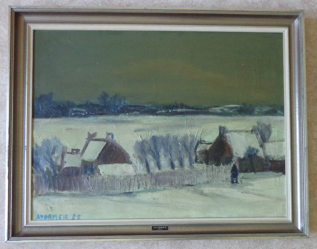ALFONS VERMEIR / SNEEUW / OLIEVERF DOEK / 75x96cm / KADER, Antiek en Kunst, Ophalen