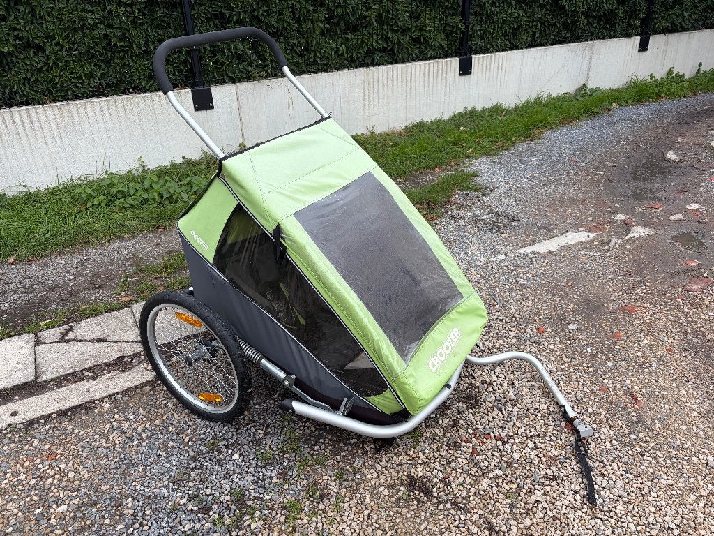 Croozer fietskar voor twee kinderen met babyzitje, Ophalen, Gebruikt, Vering, Croozer