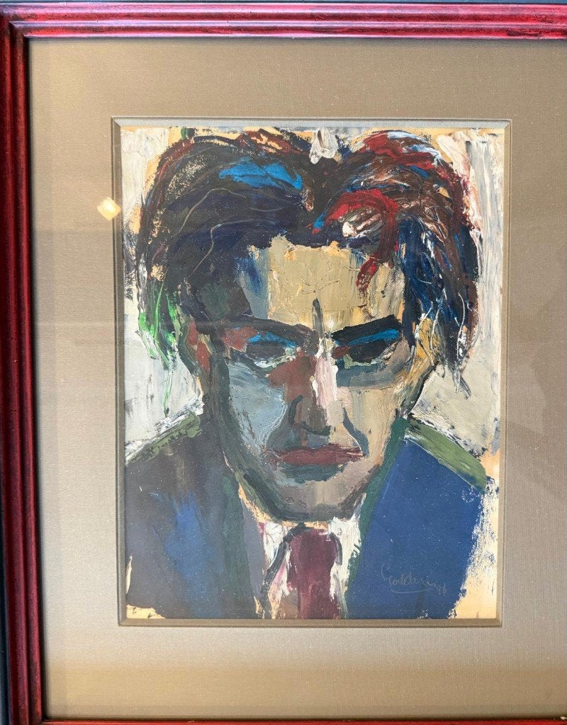 Jack Godderis   Olieverf op papier  Zelfportret, Ophalen, Gedateerd, Olieverf, Papier