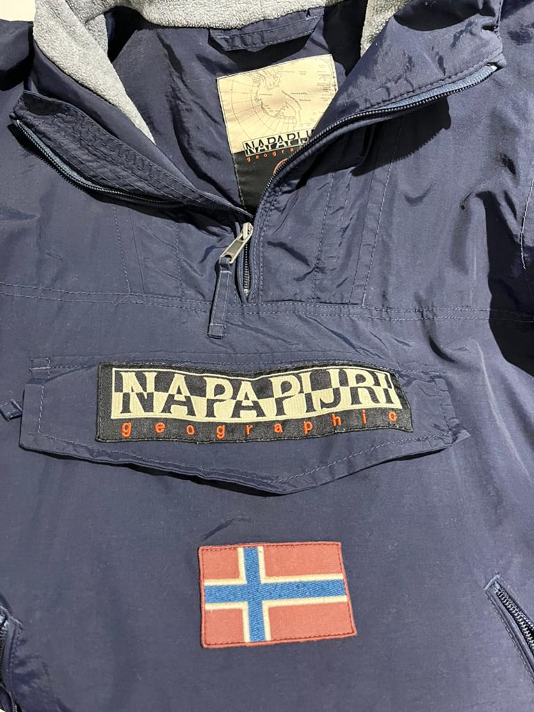 Napapijri winterjas / anorak donkerblauw – maat XS, Ophalen, Gedragen, Maat 46 (S) of kleiner, Blauw