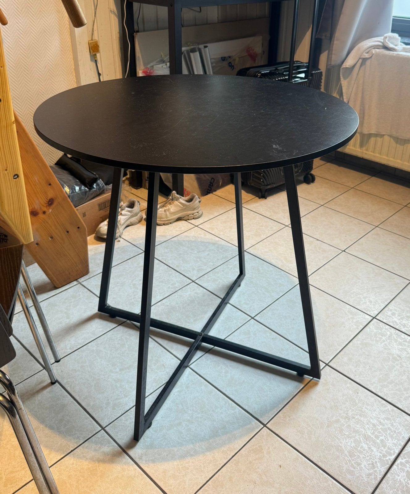 Zwarte lichte ronde eettafel/bijzet tafel 78x80, Huis en Inrichting, Ophalen, Gebruikt