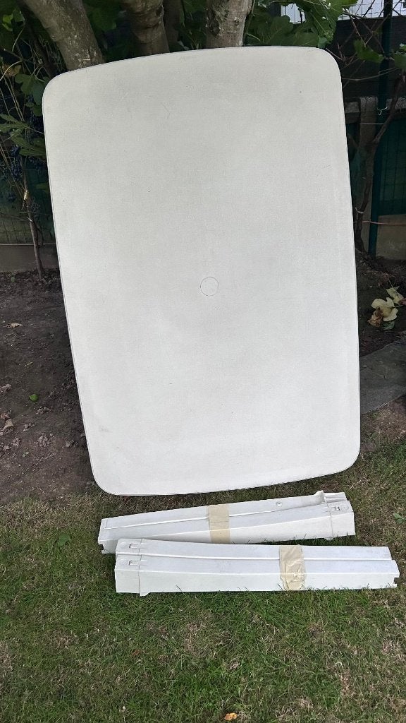 Tuintafel en stoelen te koop, Tuin en Terras, Ophalen, Gebruikt, Rechthoekig, Plastic