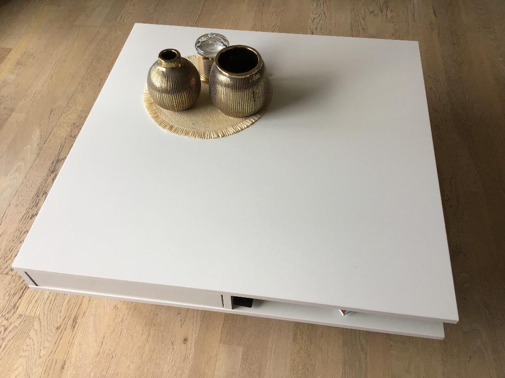 TABLE BASSE LAQUÉE BLANC IKEA DESIGN, Moins de 50 cm, 50 à 100 cm, Enlèvement, 50 à 100 cm