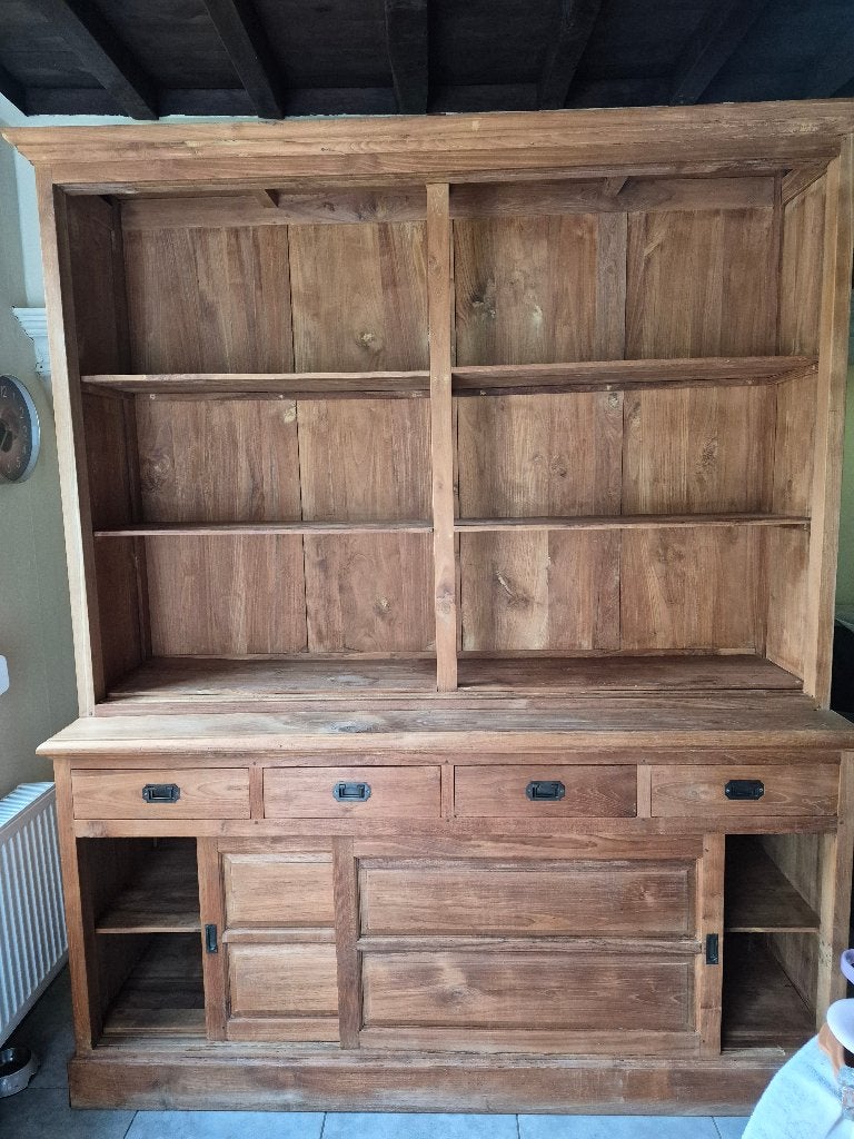 Vitrine/buffet en bois de teck de haute qualité, Maison & Meubles, Avec tablette(s), Enlèvement, Utilisé, Heel mooi passend: cottage, landelijk, rustgevend, charmant, ...