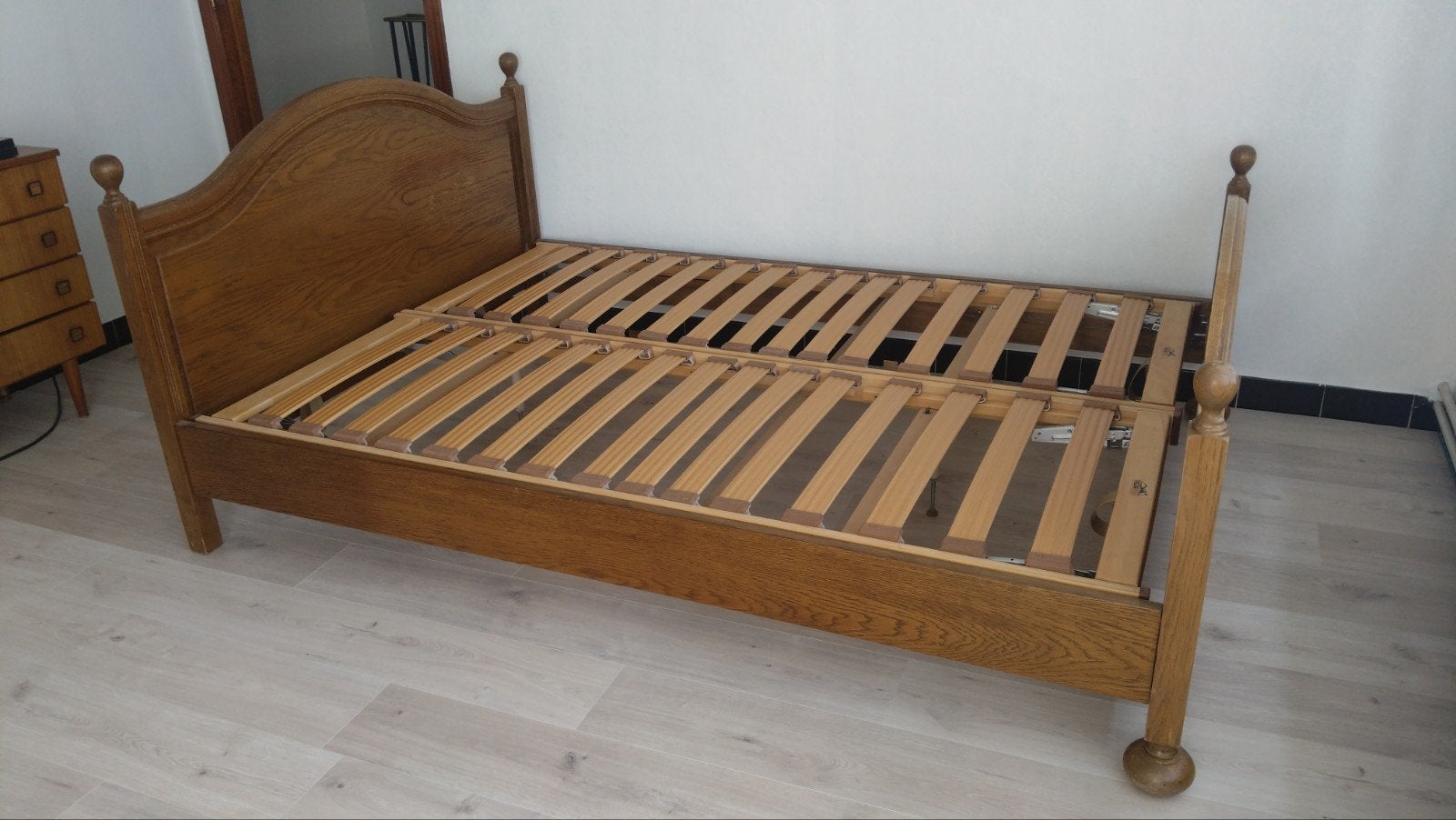 Eiken bedkader 140 cm, Ophalen, 210 cm, 140 cm