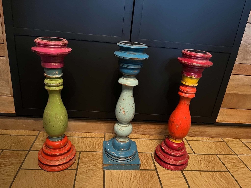 Bougeoirs multicolores Maisons du Monde ht +/- 46 cm, Neuf, Autres marques, Enlèvement, Autres types