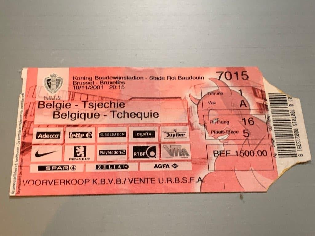 Billet de football Belgique République tchèque 2001, Enlèvement ou Envoi, Utilisé, Autres types