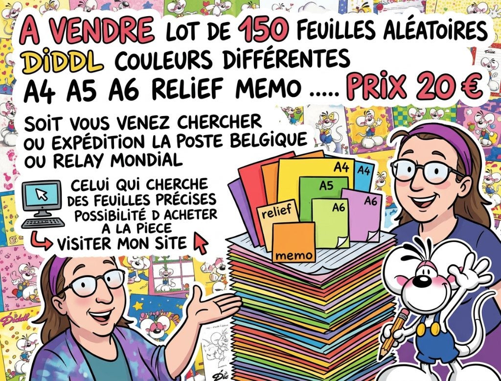 A VENDRE LOT DE 150 FEUILLES ALEATOIRES DIDDL COULEURS, Enlèvement, Diddl, Neuf