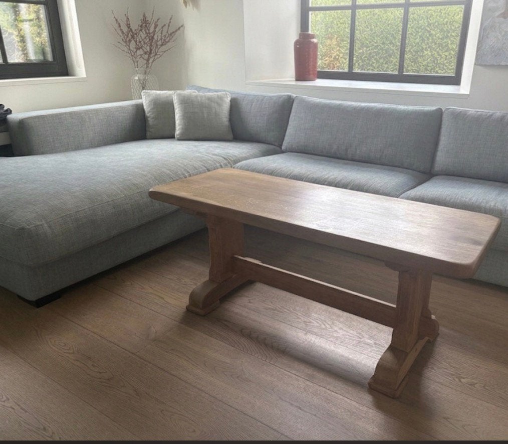 Robuust Massief Eikenhouten Bankje, Ophalen of Verzenden, Gebruikt, Hout