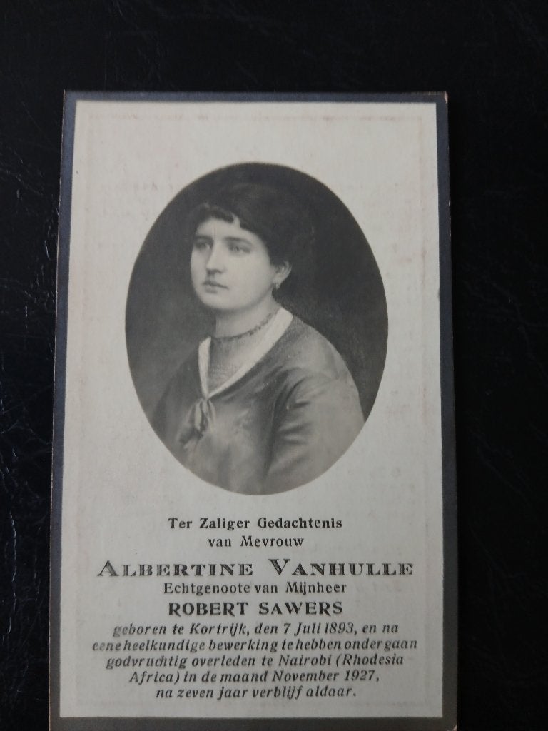 albertine vanhulle overl 1927, Verzenden, Bidprentje