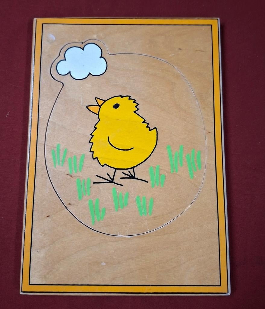 Educatieve houten Montessori puzzel : kip - ei, Ophalen of Verzenden, Van hout