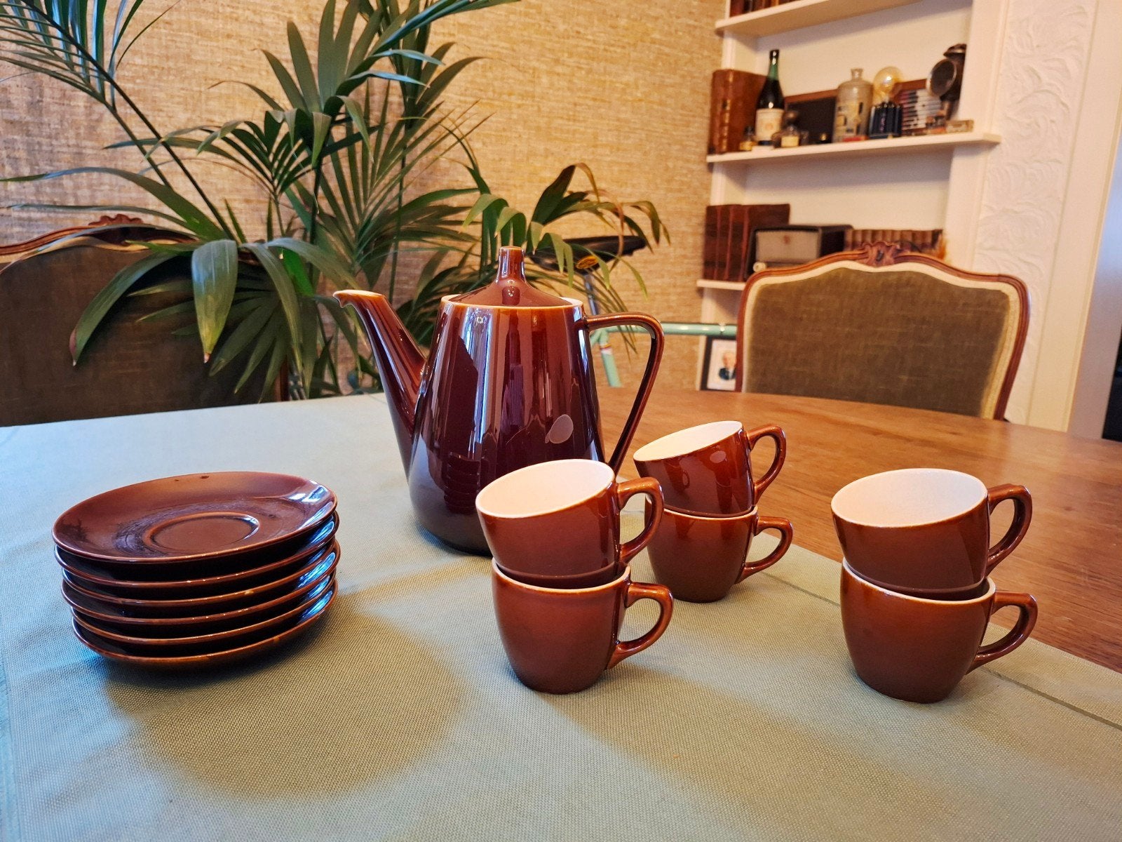 Vintage bruin koffieservies Villeroy & Boch, Antiek en Kunst, Ophalen of Verzenden