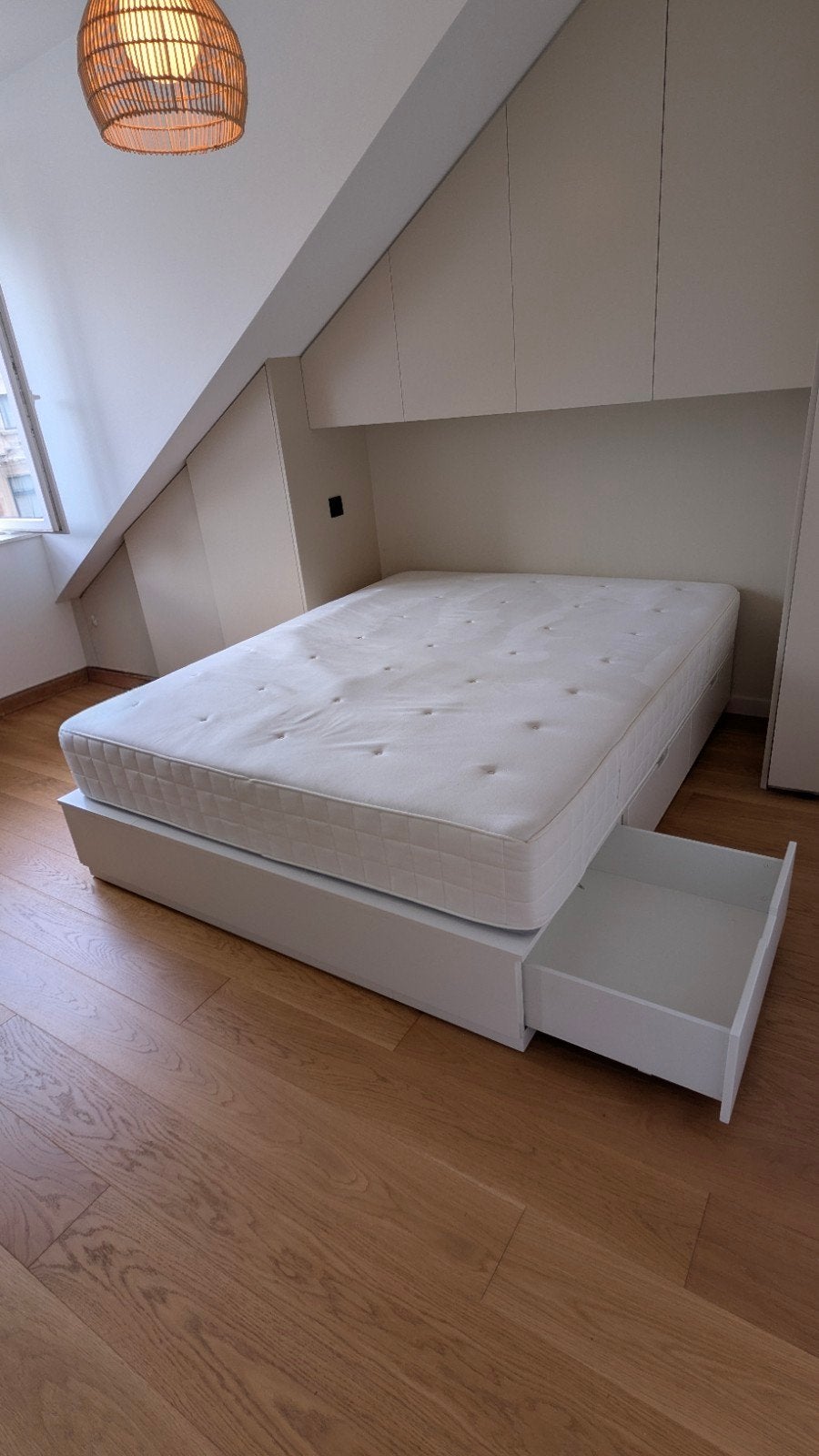 IKEA NORDLI bed + matras VÅGSTRANDA 160x200cm, Ophalen, Wit, Tweepersoons, Zo goed als nieuw