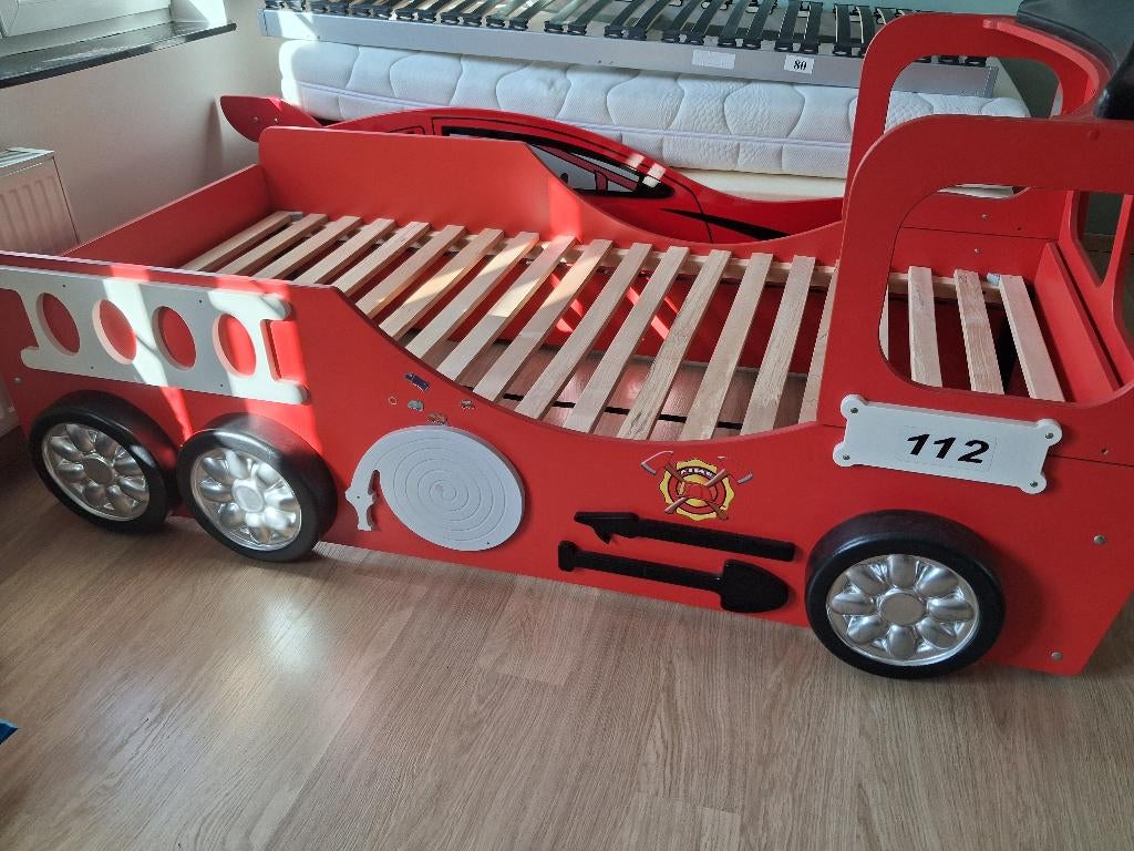 BRANDWEER - Kinderbed, 140 tot 160 cm, Ophalen, Lattenbodem, 100 cm of meer