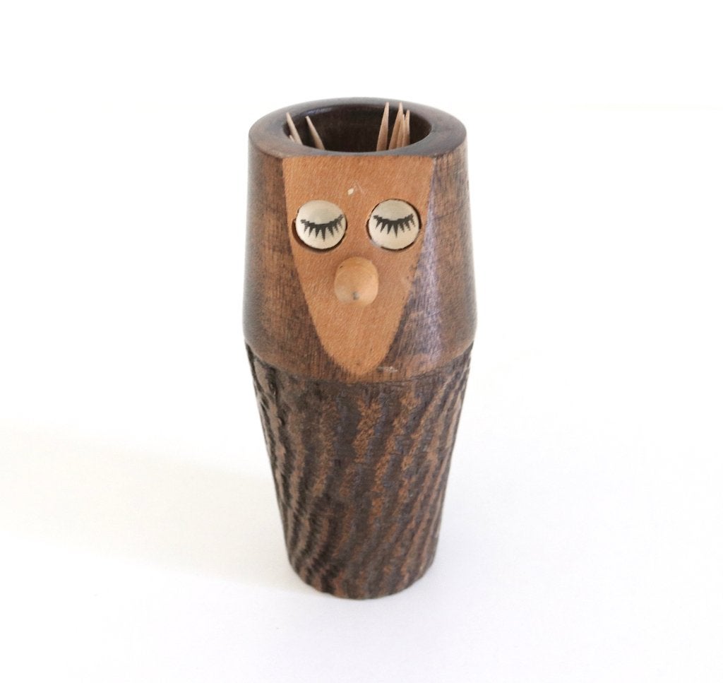 Vintage houten uil voor tandenstokers, Antiek en Kunst, Ophalen of Verzenden