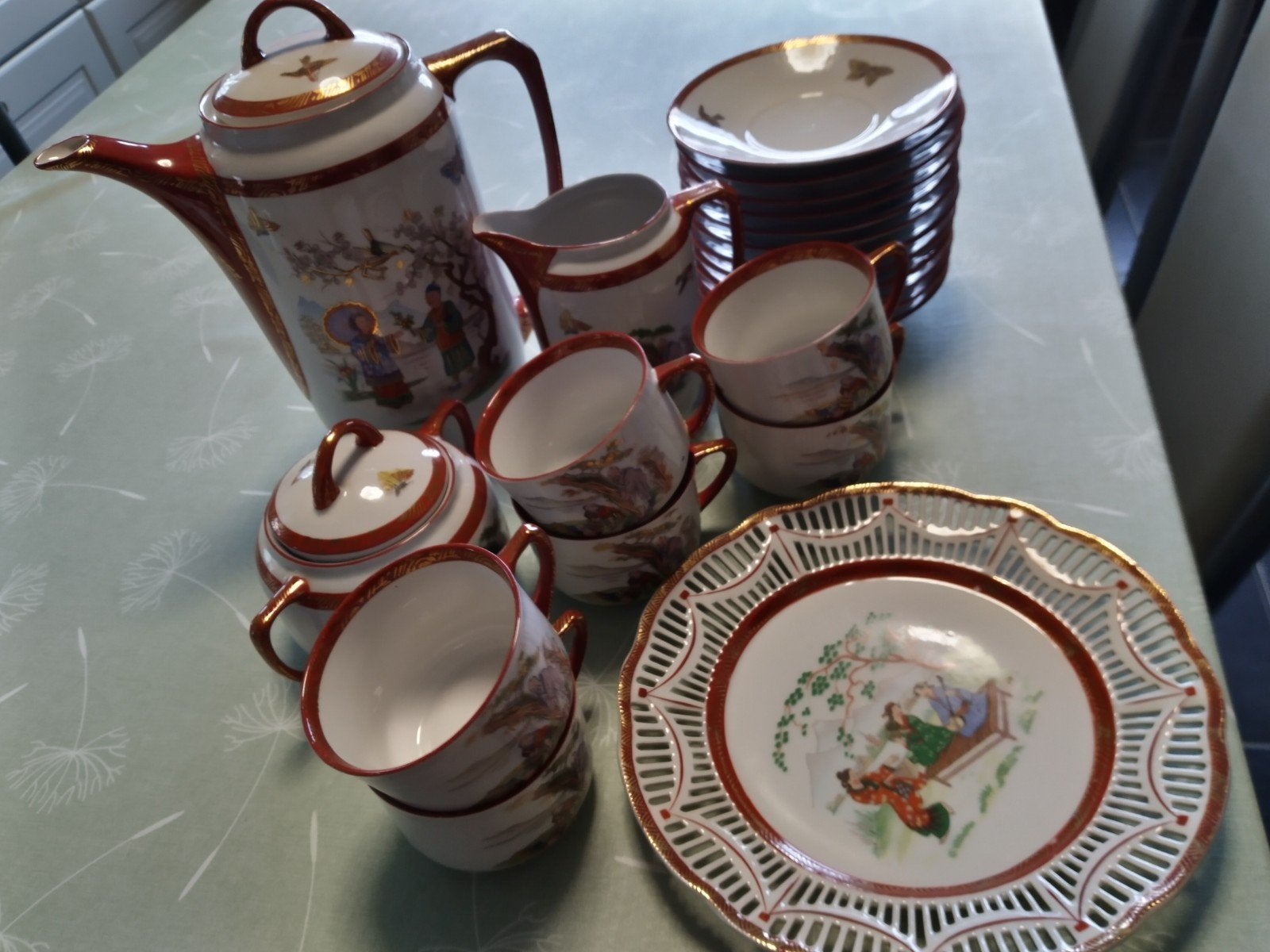 Koffieservies chinese opdruk ,supermooi !, Antiquités & Art, Enlèvement