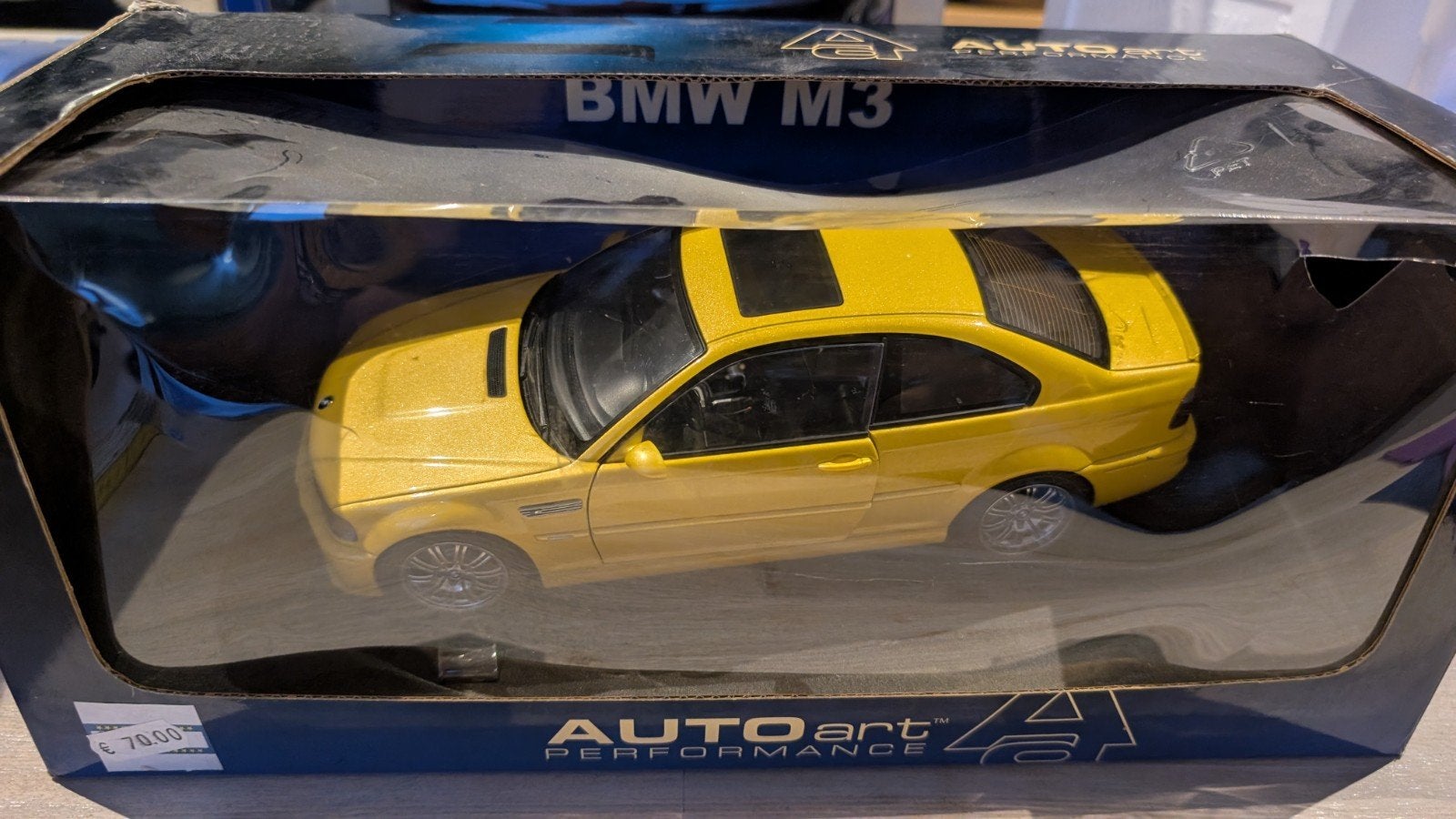 AUTOart 70542 BMW M3 e36 coupé, yellow, Ophalen of Verzenden, Gebruikt, Auto, Autoart
