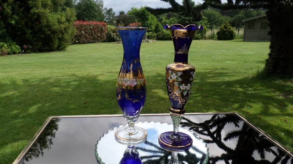 2 vases vintage en verre vénitien, Antiquités & Art, Antiquités | Verre & Cristal, Enlèvement ou Envoi
