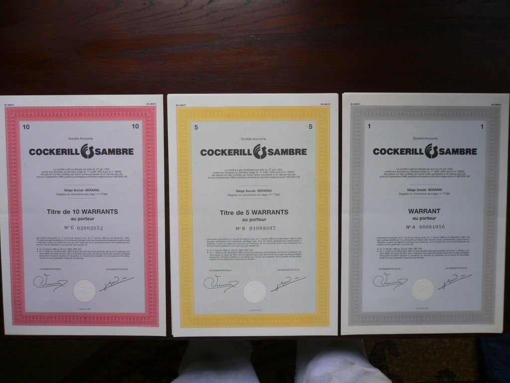 Warrant Cockerill Sambre au porteur, Ophalen, 1920 tot 1950, Aandeel
