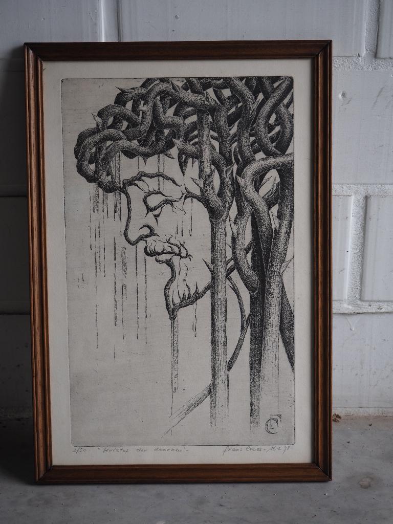 litho "Kristus der Doornen" 1978, Antiek en Kunst, Antiek | Religieuze voorwerpen, Ophalen
