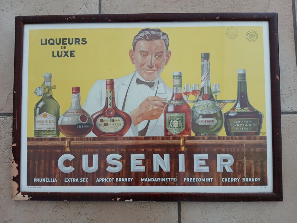 Mooi oud origineel affiche Cusenier jaren 50, Verzamelen, Merken en Reclamevoorwerpen, Ophalen of Verzenden, Gebruikt, Reclamebord