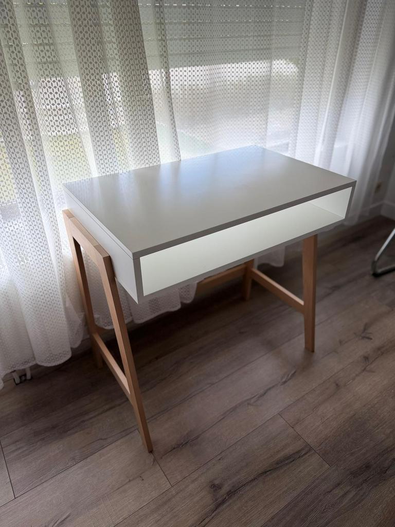 Matériau du panneau de bureau fait maison+bois de hêtre, Bureau d'écolier, Comme neuf, Enlèvement, Brun