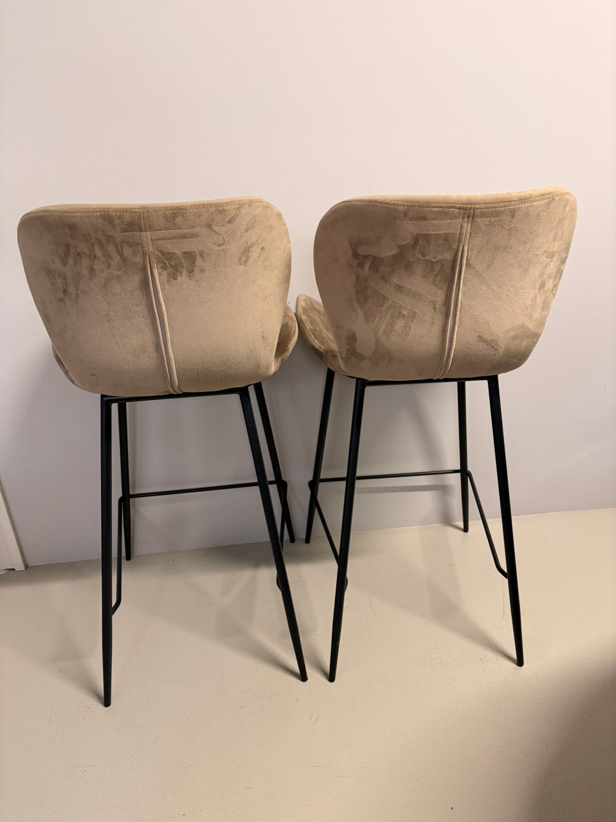 Barkruk (set) velvet, champagnekleur, Ophalen, Zo goed als nieuw
