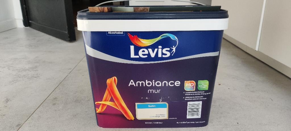 Levis ivoorbeige muurverf 5l, 5 tot 10 liter, Beige, Nieuw, Ophalen of Verzenden