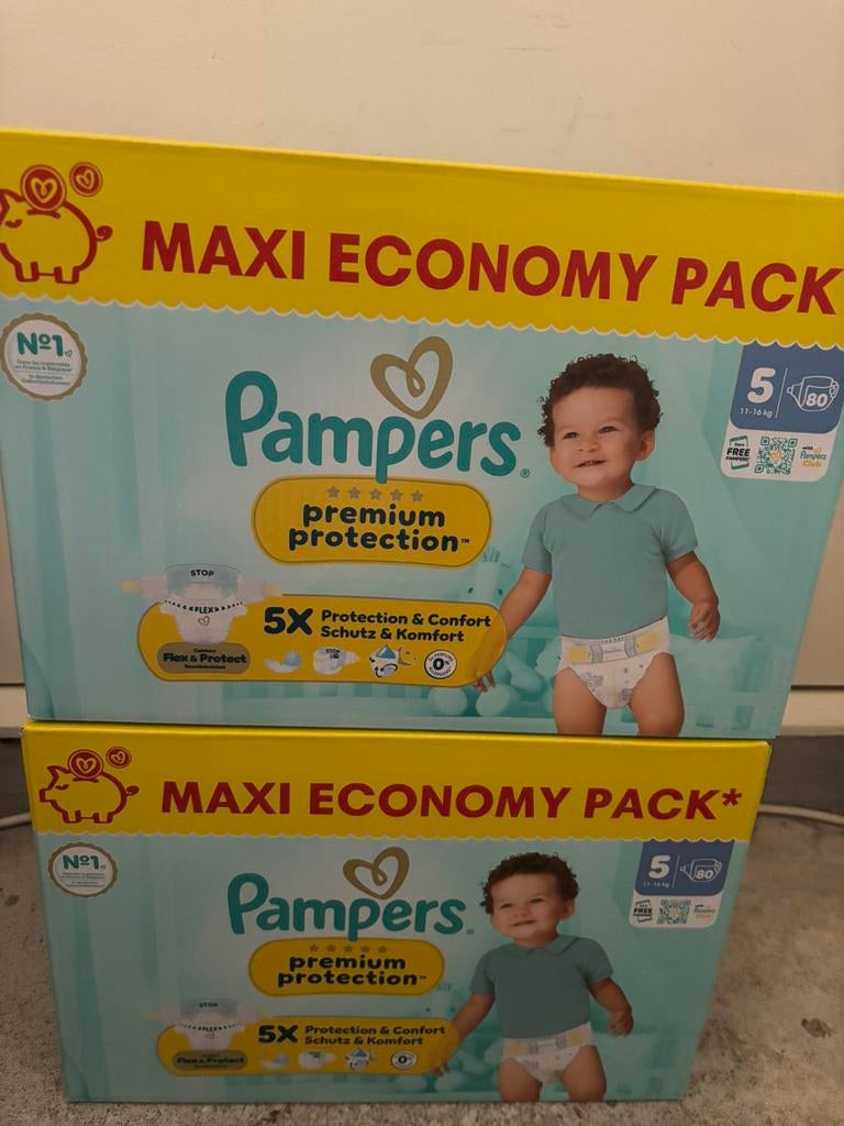 2 cartons couches pampers premium taille 5 neuf, Envoi, Neuf