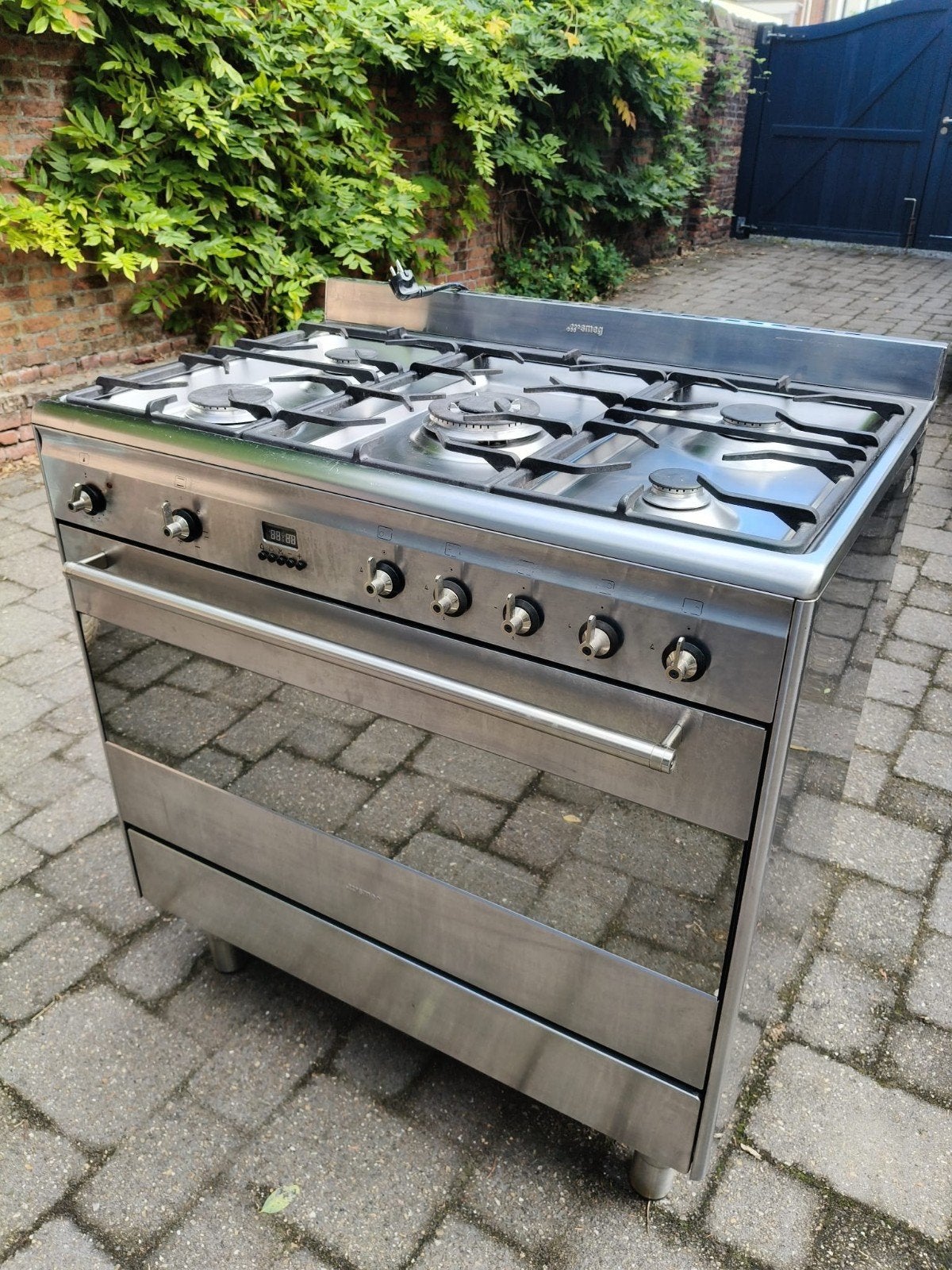 Smeg gasfornuis 90cm met elektrische oven, Ophalen, Gebruikt, Hete lucht, 60 cm of meer