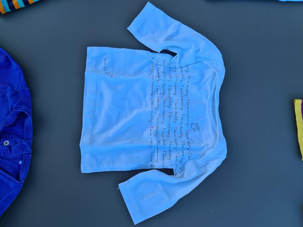 witte t-shirt Love Me 62-74, Kinderen en Baby's, Babykleding | Maat 62, Ophalen, Zo goed als nieuw